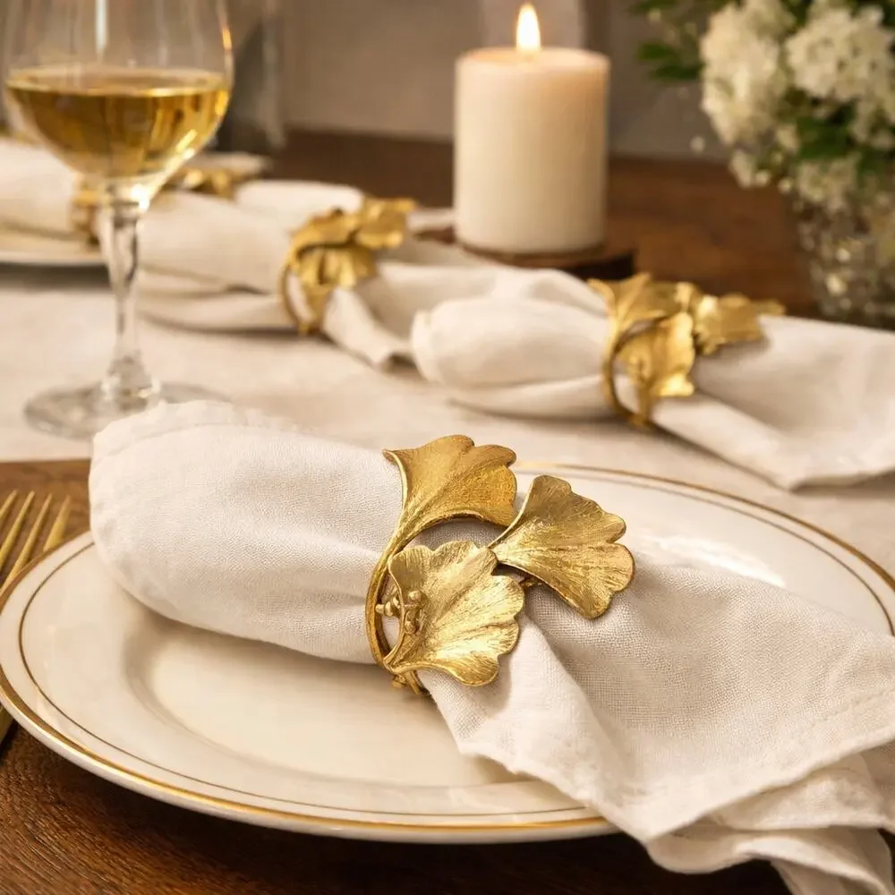 Michael Michaud Table Art Napkin Rings Set of 4 Bronze Pewter Vintage